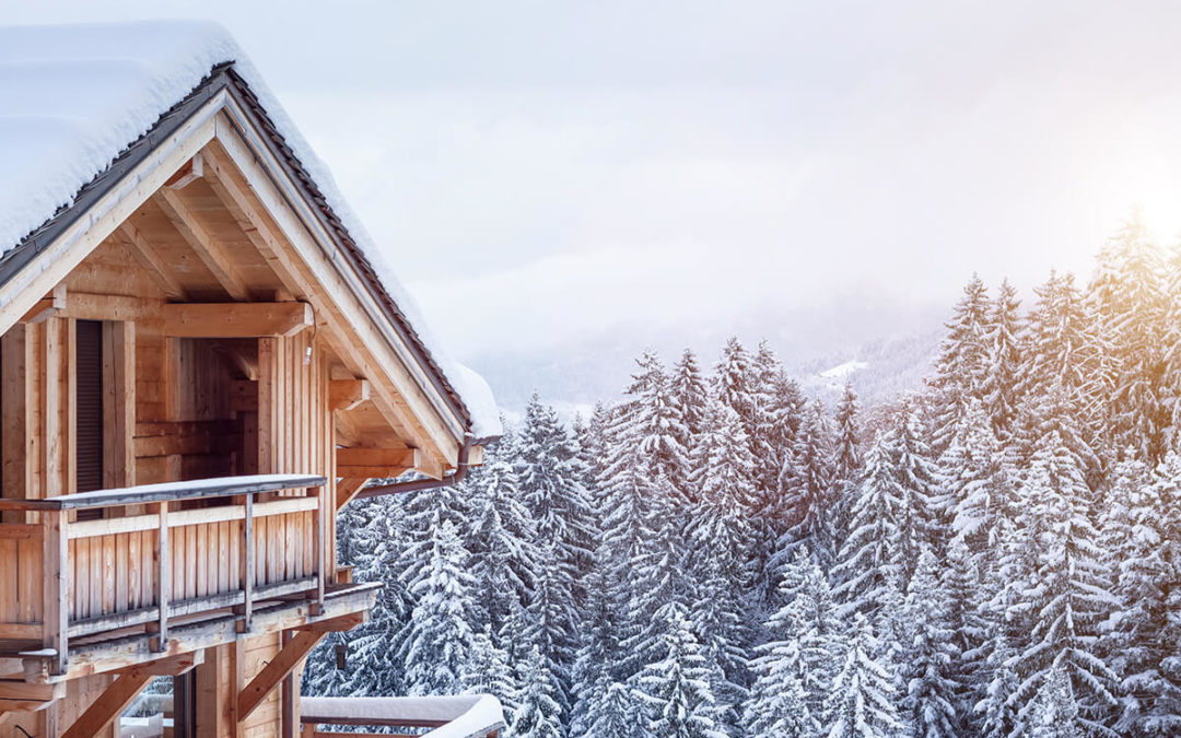 Chalet house in the mountains in winter