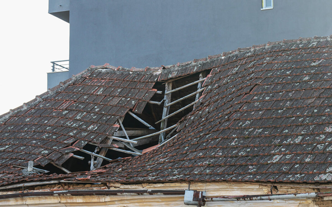 Failed roof of an old house