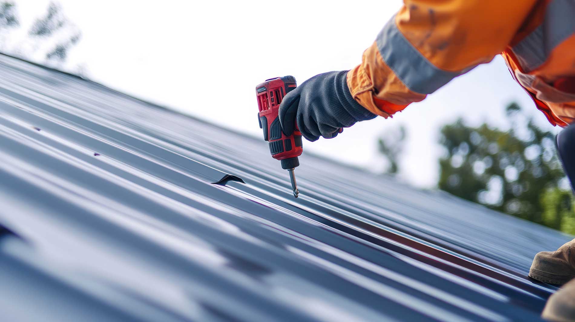 Installing a metal roof with a drill