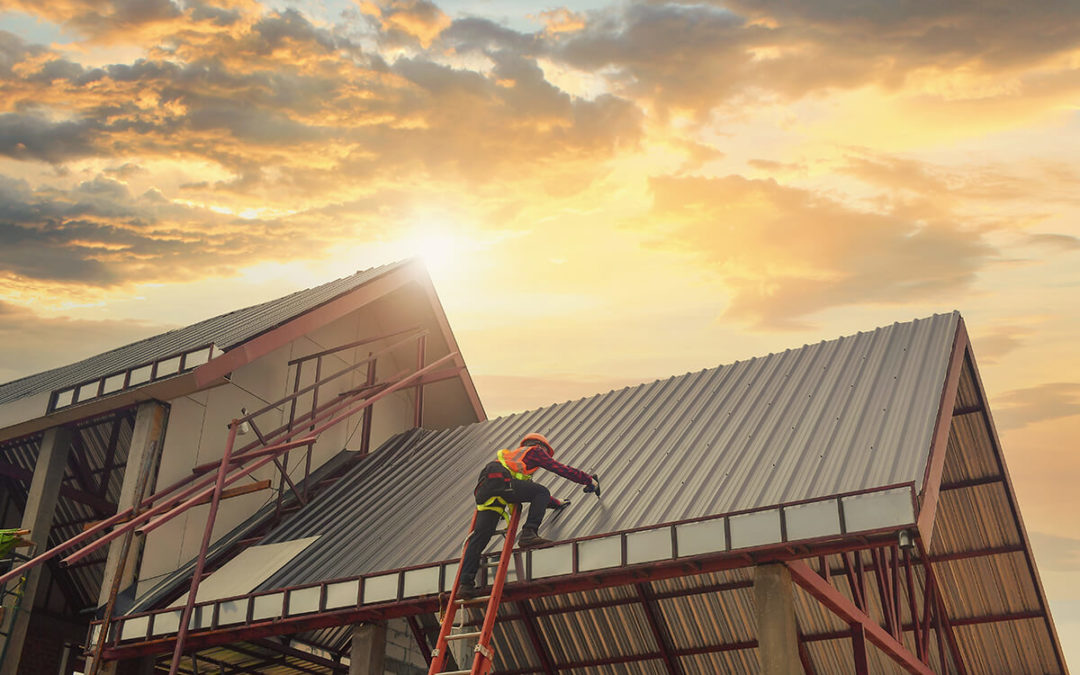 Roofer Construction worker install new roof