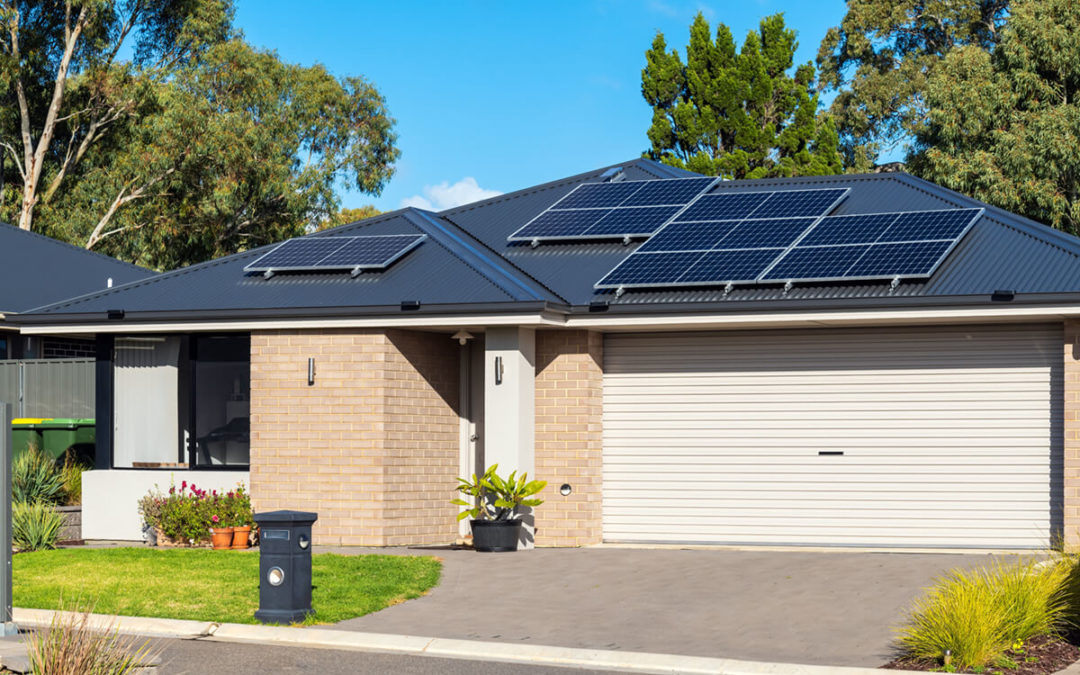 Typical new residential property with solar panels