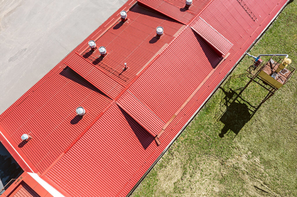 red corrugated metal roof