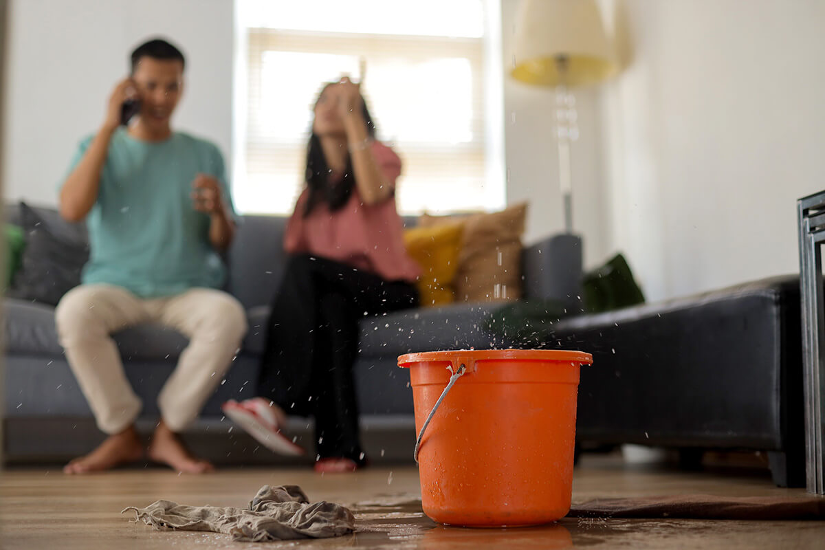 Man Calling Complain Emergency Roof Leaking Damage