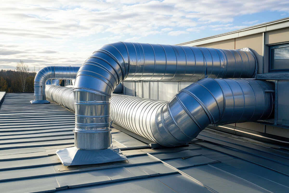 Roof mounted galvanized pipes