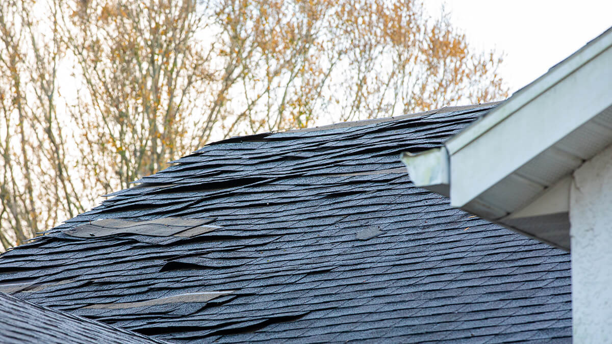 old asphalt roof shingles